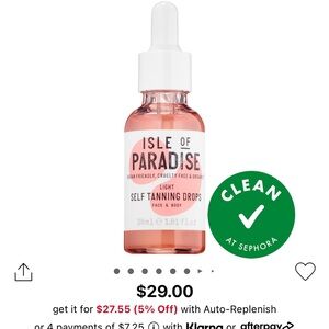 Unopened isle of paradise light tanning drops